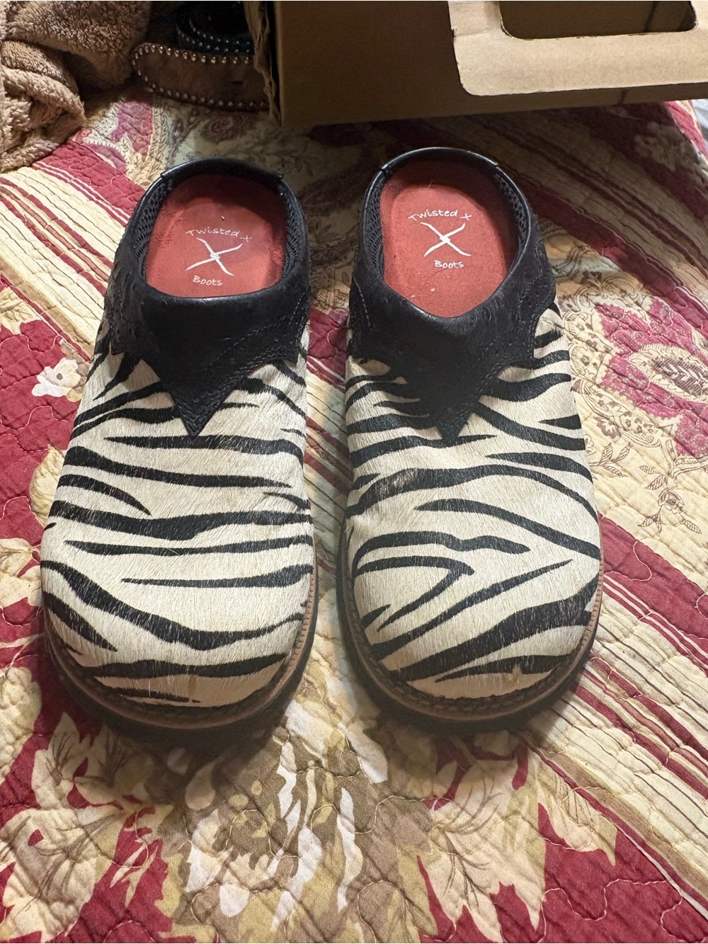 Twisted X Zebra-Print Slip-On Mules - Black & White